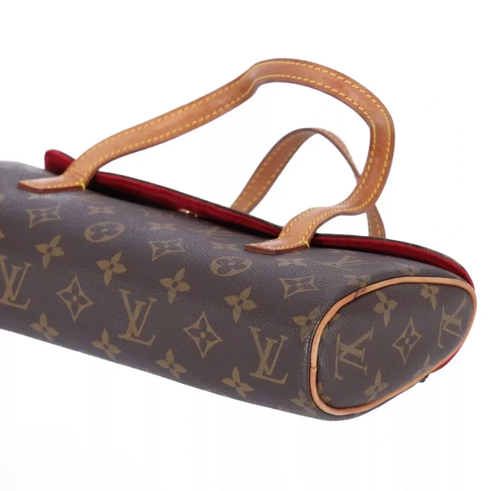 Louis Vuitton Sonatine M51902 Monogram Canvas Handbag Flap Satchel Brown